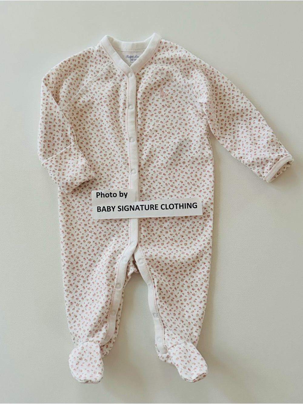 Ralph Lauren 3 Months Baby Girl Pink Floral Footed One-Piece Pajamas Footie